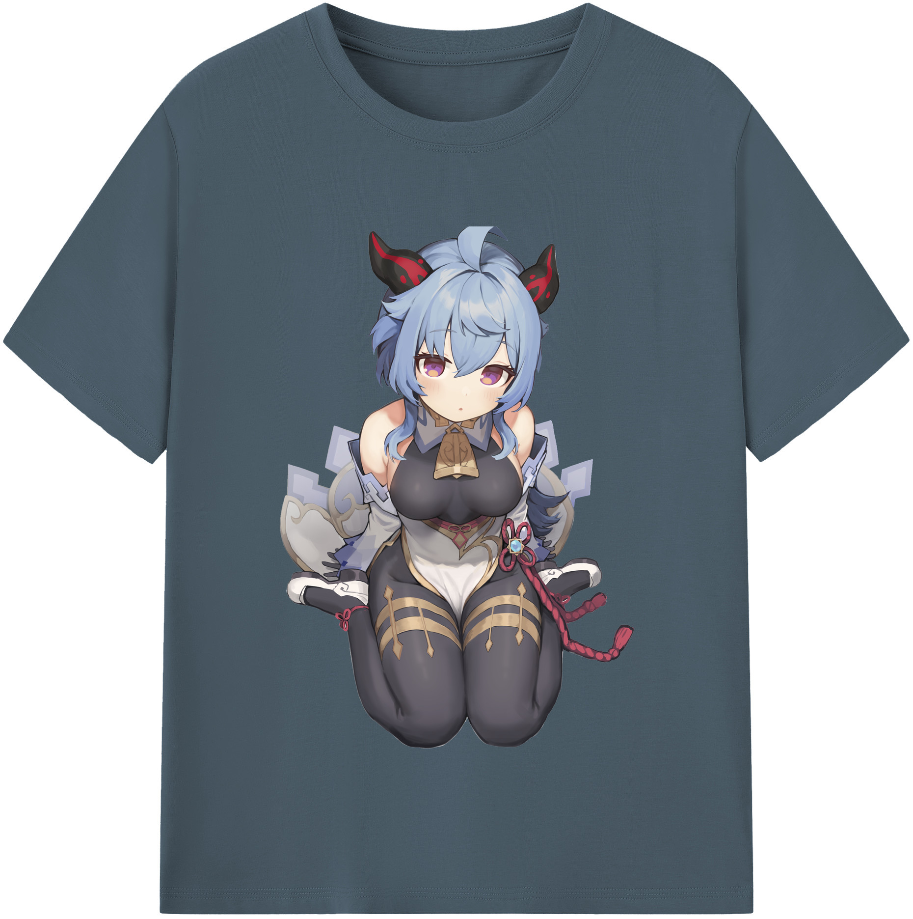 げんし神 甘雨 かんう genshin Ganyu 綿100％半袖Tシャツ（フロントプリント）